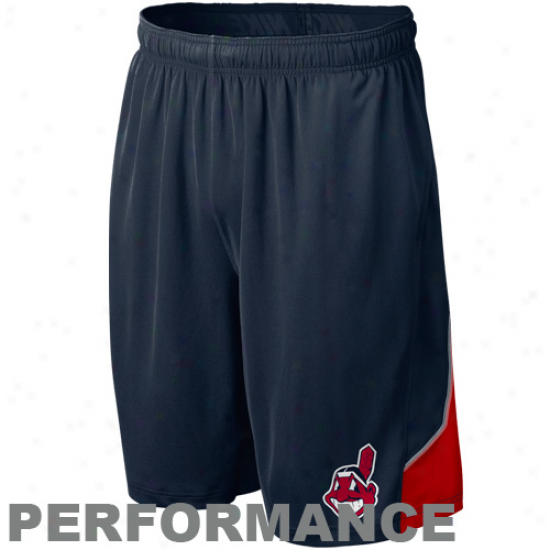 Nike Cleveland Indians Navy Blue Mlb Authentic Collection Performamce Training Shorts