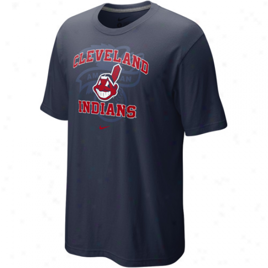 Nike Cleveland Indians Navy Bleu Team Arch T-shirt
