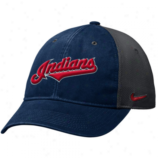 Nike Cleveland Indians Relaxed Ligature Legacy 91 Swoosh Hat - Navy Blue