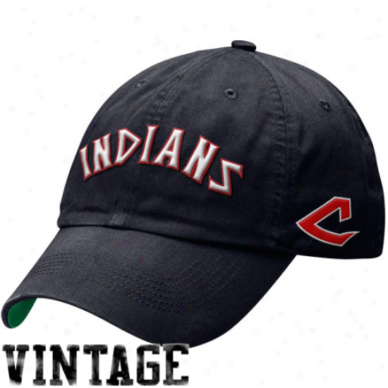 Nike Cleveland Indians Washed Logo Cooperstown Legacy 91 Swoosh Hat - Navy Blue