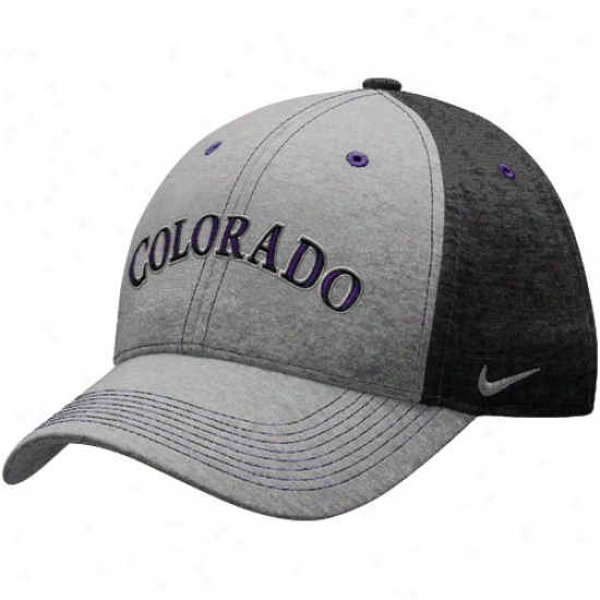Nike Colorado Rockies Ash-charcoal Mlb Legacy 91 Swoosh Flex Fit Hat