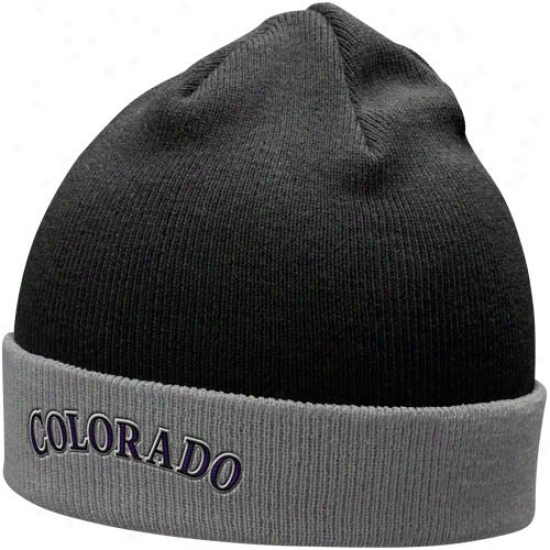 Nike Colorado Rockies Black-silver Roll Top Knit Beanie