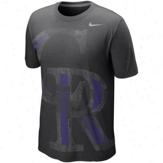 Nike Colorado Rockies Blended Big Logo Tri-bldnd T-shirt - Charcoql