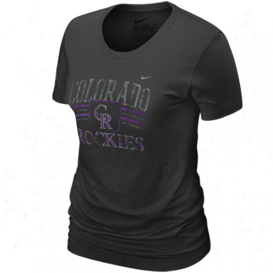 Nike Colorado Rockies Ladies Black Home Province Tri-blend T-shirt