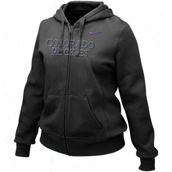 Nike Colorado Rockies Ladies Black Into Seams Full Zip Hoody Sweatshirt