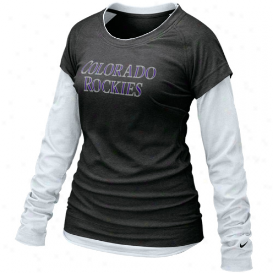 Nike Colorado Rockies Ladies Black Who's My Team Double-layered Long Sleeve T-shirt