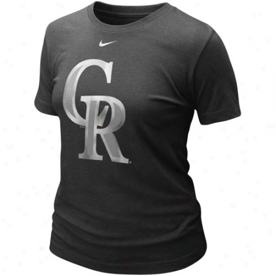 Nike Colorado Rockies Ladies Blended Graphic Tri-blend T-shrit - Charcoal