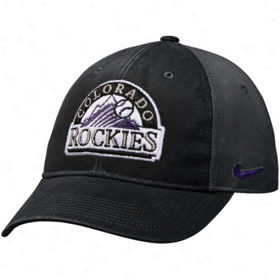 Nike Colorado Rockies Legacy 91 Swoosh Flex Fit Hat - Black