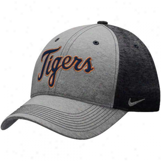 Nike Detroit Tigers Ash-charcoal Mlb Legacy 91 Swoosh Flex Fit Hat