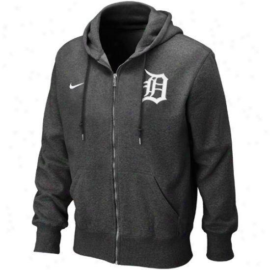 Nike Detroit TigersH eathered Black Seasonal Full Zip Hoodie Sweatshirt