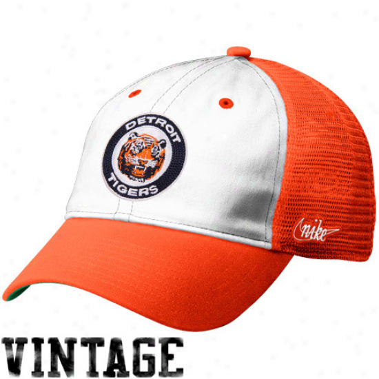 Nike Detroit Tigers Heritage 86 Vintage Re1axed Adjustable Trucker Hat - Orange-white