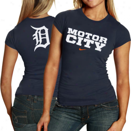 Nike Detroit Tigers Ladies Navy Blue Local T-shirt