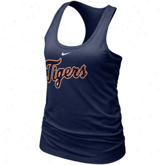 Nike Detroit Tigers Ladies Navy Blue Mlb Bling Premium Racerback Tank Top