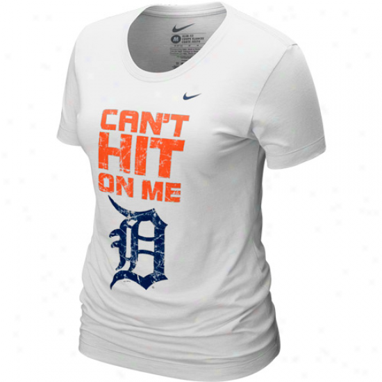 Nike Detroit Tigers Ladies Whhite Can't Hit Attached Me T-shirt