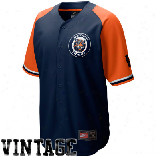 Nike Detroit Tigers Ships Blue-orange Cooperstown Quick Pick Vintage Baseball Jersey