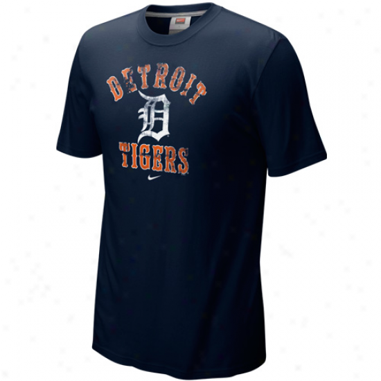 Nike Detroit Tigers Navy Blue Slidepiece Tri-blend T-shirt