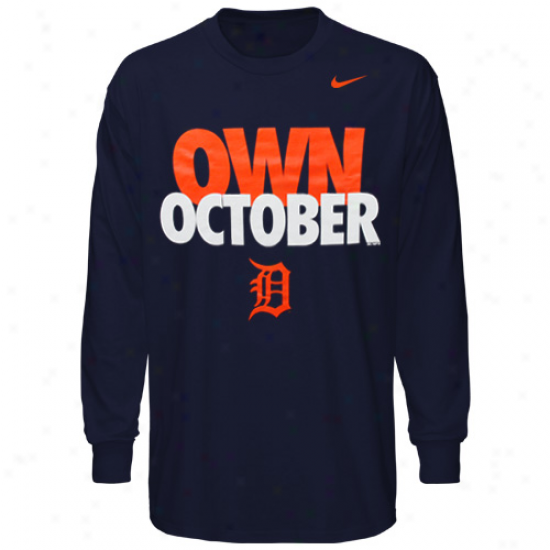 Nike Detroit Tigers Own October Long Sleeve T-shkrt - Navy Blue