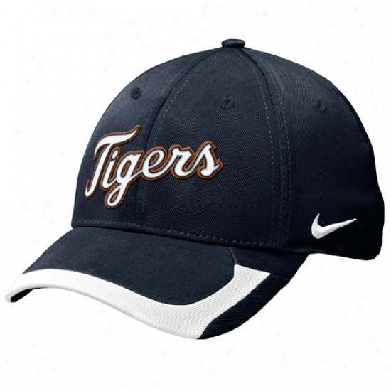 Nike Detroit Tigers Tactile Ii Legacy 91 Swoosh Flex Fit Hat - Navy Livid