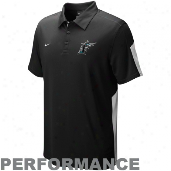 Nike Florida Marlins Black Authentic Collection Dri-fit Performance Polo