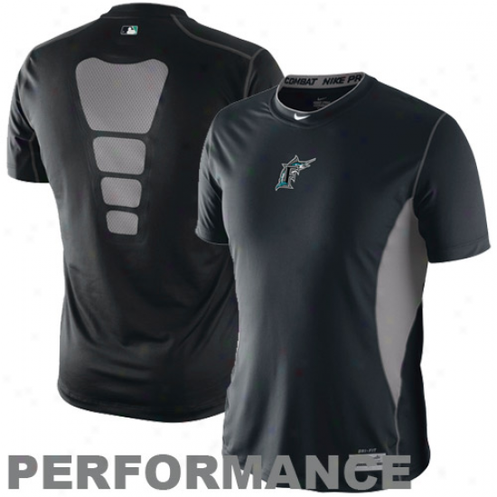 Nike Fllrida Marlins Black Pro Combat Hypercool Action Top