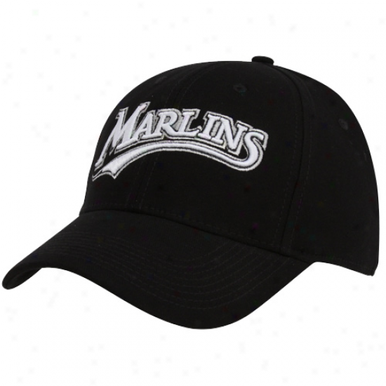 Nike Florida Marlins Black Wordmark Swoosh Flex Fit Hat