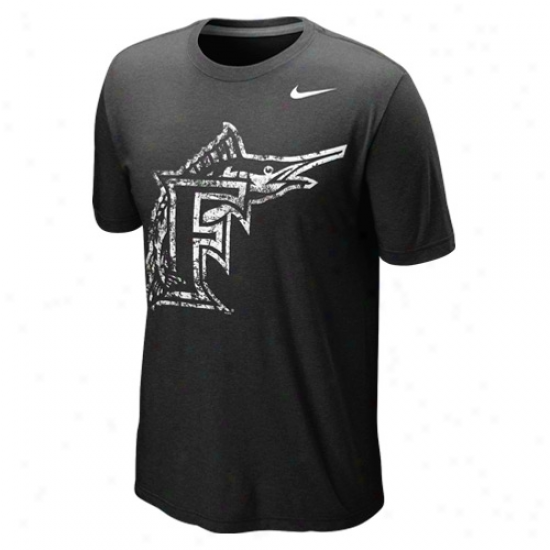 Nike Florida Marlins Blended Graphic Tri-blend T-shjrt - Black