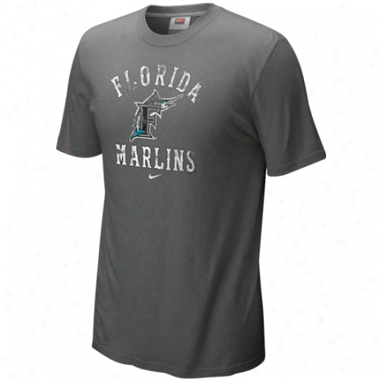 Nike Florida Marlins Charcoal Slidepiece Tri-blend T-shirt