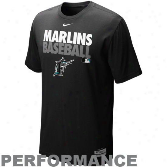 Nike Florida Marlins Graphic Dri-fit Performance T-shirt - Black