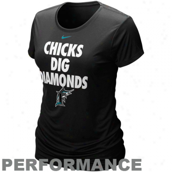 Nike Florida Marlins Ladies Chicks Dig Diamonds Black Performance T-shirt