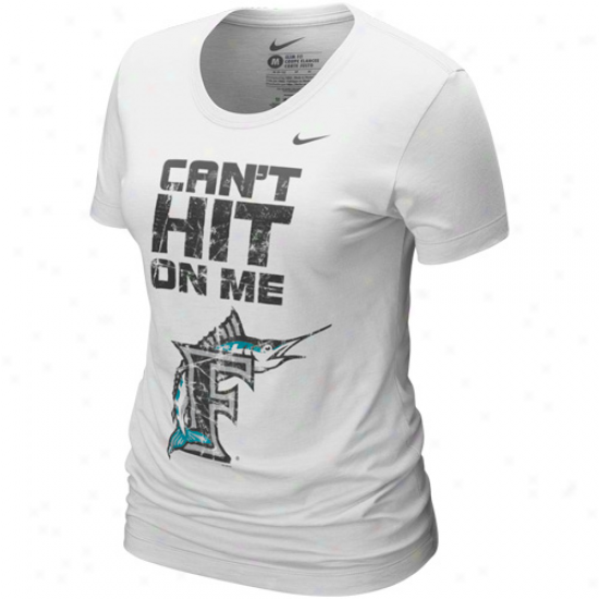 Nike Florida Marlins Ladies White Can't Hit On Me T-shirt