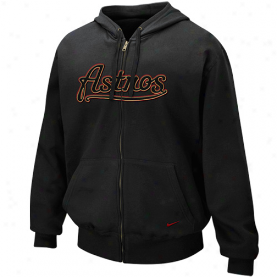 Nike Houston Astros Black Tackle Twill Full Zip Hoody Sweatshirt