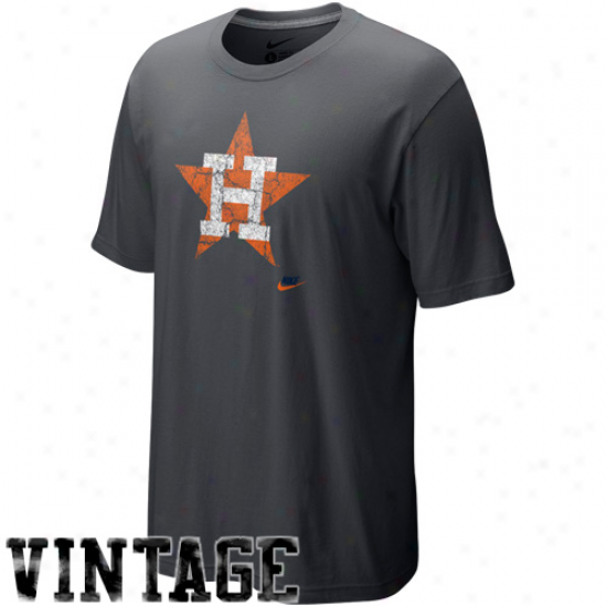 Nike Houston Astros Charcoal Dugout Logo Vintage Tri-bleend T-shirt