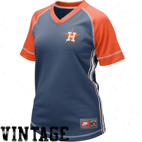 Nike Houston Astros Ladies Navy Blue Cooperstown Throwback Baseball Jersey