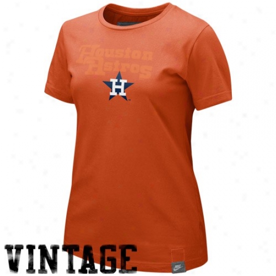 Nike Houston Astros Ladies Orange Cooperstown Washed Organic T-shirt