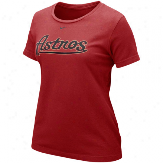 Nike Houston Astros Ladies Wordmark T-shirt - Brick Red