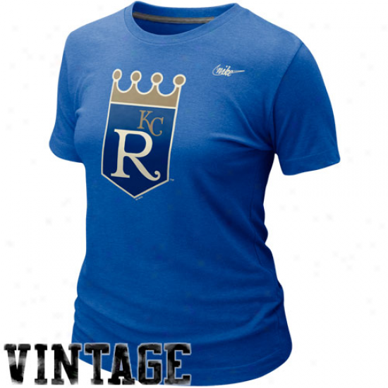 Nike Kansas City Royals Ladies Cooperstown Blended Logo Tri-blend T-shirt - Royal Blue