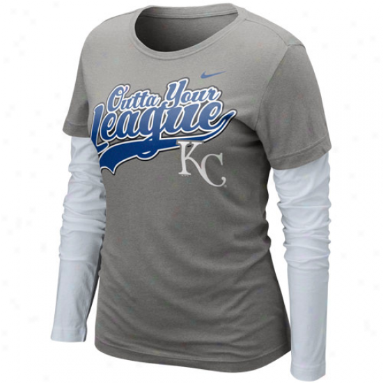 Nike Kansas City Royals Ladies League Double Layer Long Sleeve T-shirt - Charcoal-white