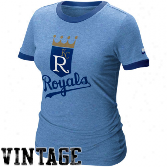 Nike Kansas City Royals Ladies Ligbt Blue Cooperstown Balk Ringer Vintage Heathered T-shirt