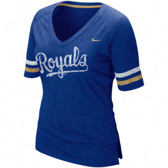 Nike Kansas City Royals Ladies Royal Blue 2011 Mlb Replica V-neck Rate above par T-shirt