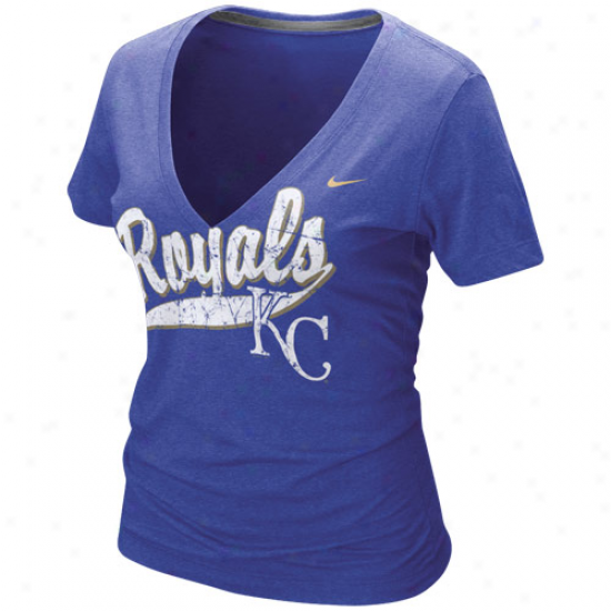 Nike Kansas City Royals Ladies Royal Blue Relay V-neck Tri-blend T-shirt