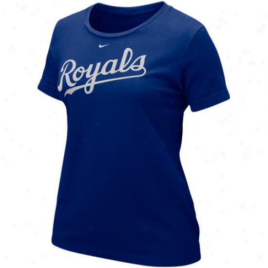 Nike Kansas City Royals Ladies Wordmark Crew T-shirt - Royal Blue