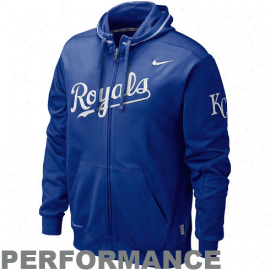 Nike Kansas City Royals Noble Blue Ko Performance Full Zip Hiodie Sweatshirt