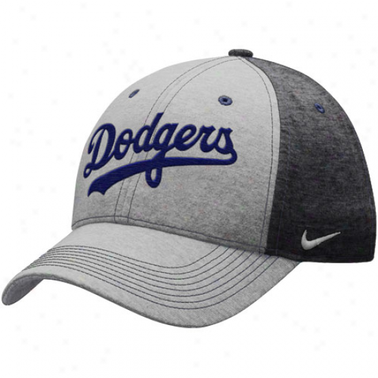 Nike L.a. Dodgers Ash-charcoal Mlb Legacy 9l Swoosh Flex Suit Hat