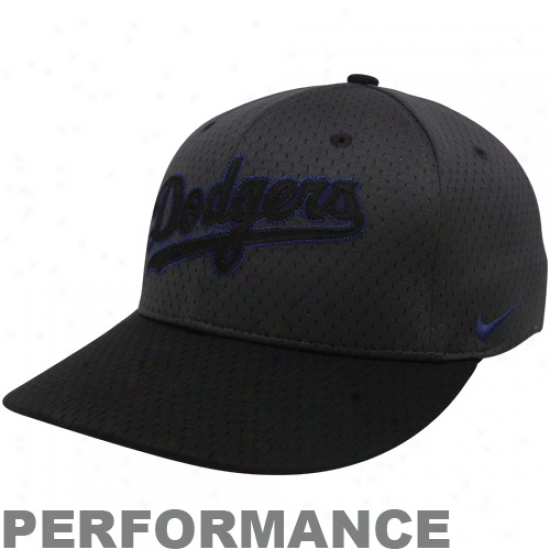 Nike L.a. Dodgers Black Mesh Performacnce Flex Fit Hat