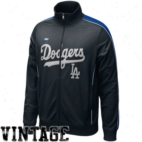 Nike L.a. Dodgers Black Play At Third Ckoperstown Quite Zip Track Jacket