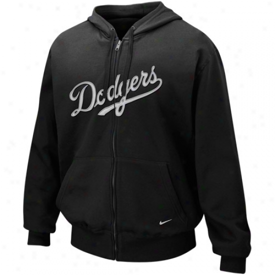 Nike L.a. Dodgers Black Harness Twill Full Zip Hoody Sweatshirt