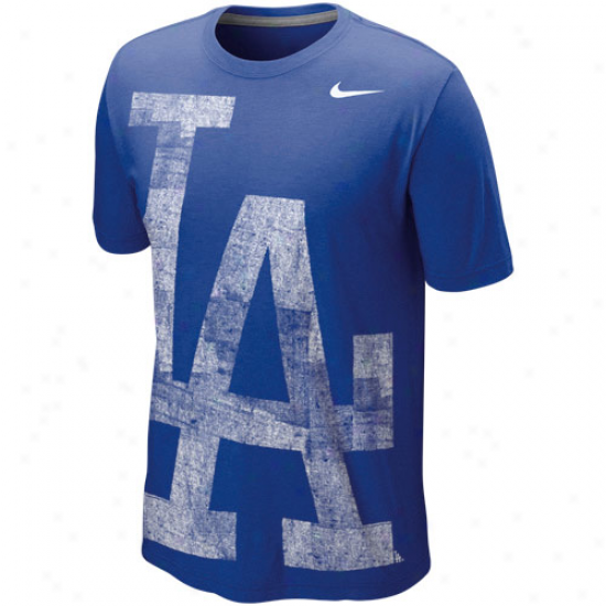 Nike L.a. Dodgers Blendeed Big Logo Tri-blend T-shirt - Royal Blue