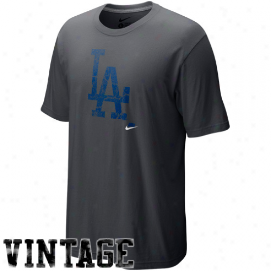 Nike L.a. Dodgers Charcoal Dugout Logo Vintage Tri-blend T-shirt