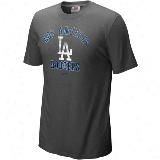 Nike L.a. Dodgers Charcoal Slidepiece Tri-blend T-shirt