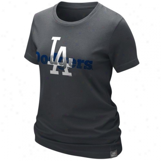 Nike L.a. Dodgers Graphite Garment Washed Organic T-shirt